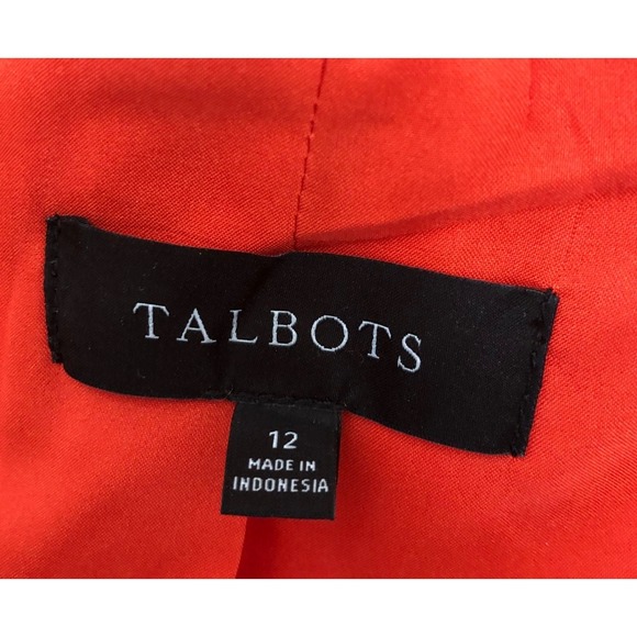 Talbots Women's Orange Boucle Ladies Collarless Wool Blend Jacket Gold Buttons - Picture 4 of 11
